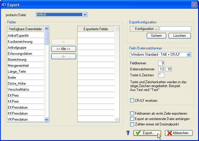 Frei definierbares Listenlayout in profacto